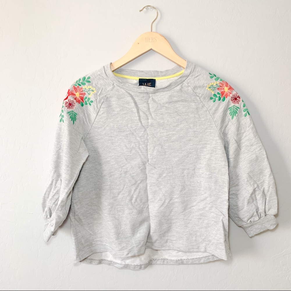 W5 Grey Embroider Bubble sleeves sweater size S